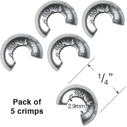 1/4″ Metal Ball String Crimp and Size #6 Bead Chain Crimp – Pack of 5