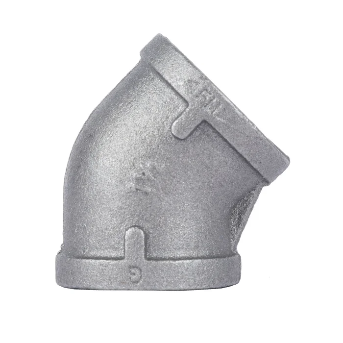 1 and 1/2 Inch Black Steel Pipe 45 Degree Elbow Fitting
