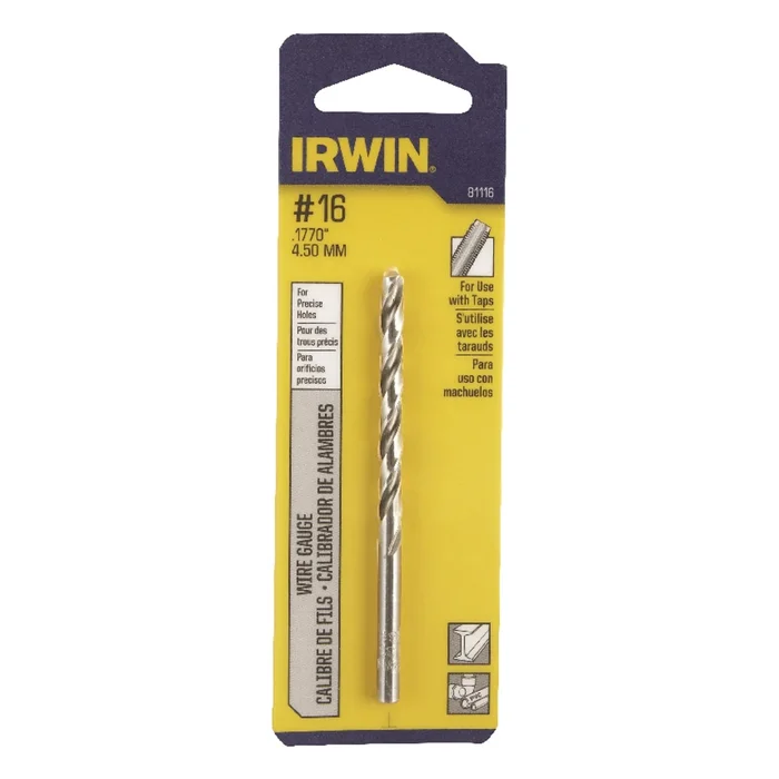 16 X 3-3/8 In. High Speed Steel Wire Gauge Bit Straight Shank