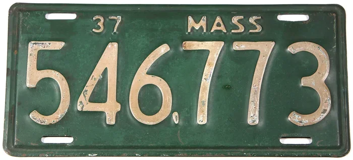 1937 Massachusetts single License Plate