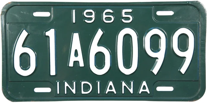 1965 Indiana License Plate