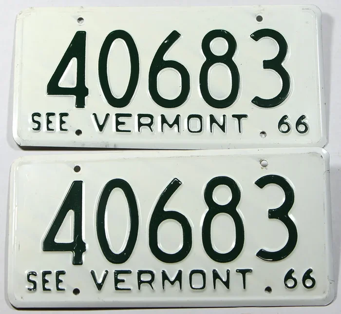 1966 Vermont License Plates