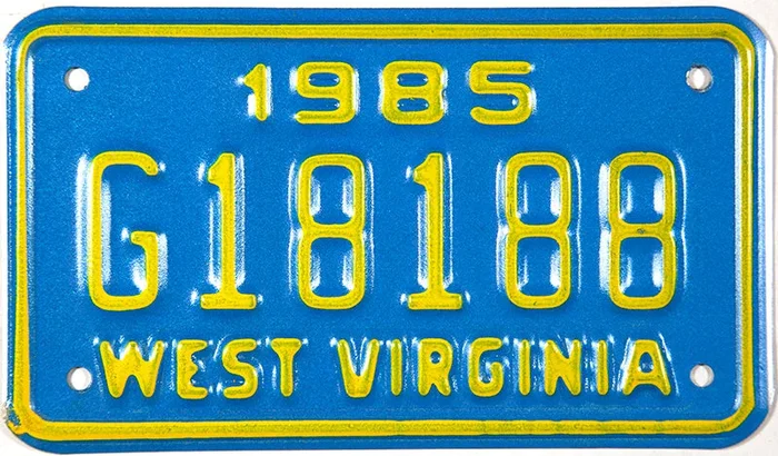 1985 West Virginia Motorcycle License Plate