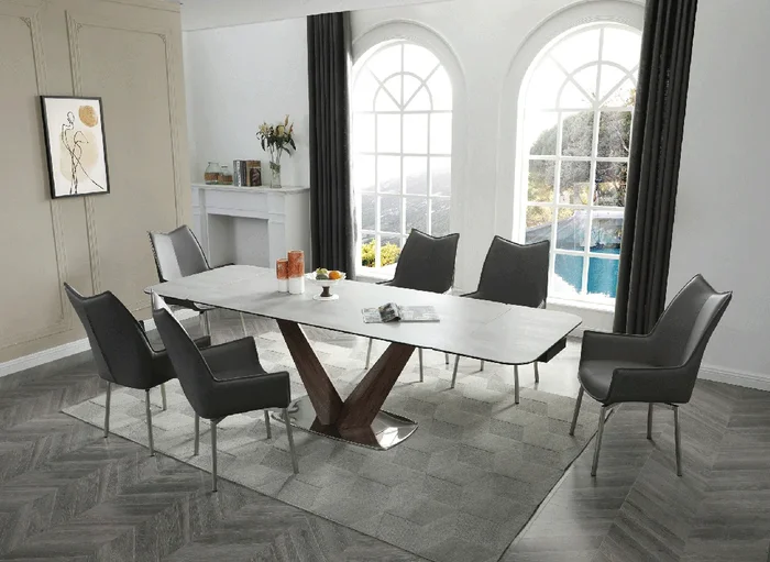 9188 Table with 1218 Swivel Dark Gray Chairs p12719 By ESF Furniture