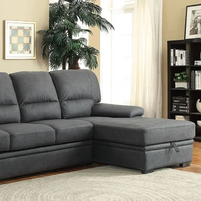 Alcester Contemporary Graphite Sectional Sofa Bed with Storage