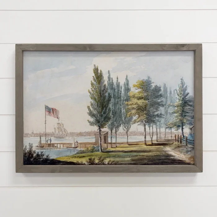 American Flag on the Delaware River – American Flag Wall Art