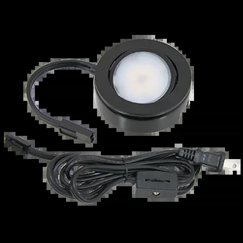 American Lighting 3000K MVP 1-Puck Kit 120VAC 4W Matte Black ETL With 6 Foot PC (MVP-1-30-BK)