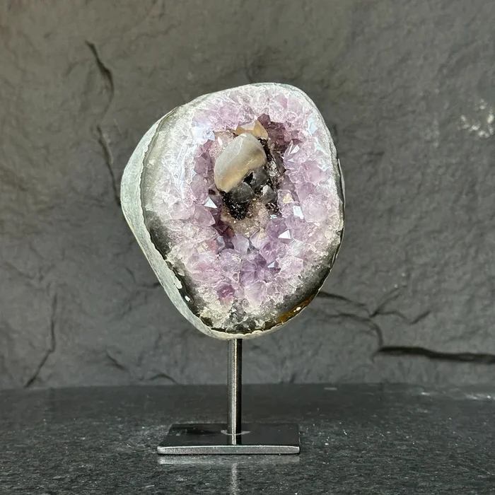 Amethyst Geode with Stand for collectors, A quality amethyst stone from Uruguay