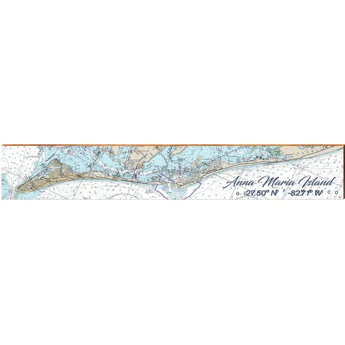 Anna Maria Island Nautical Chart Map | Wall Art Print on Real Wood