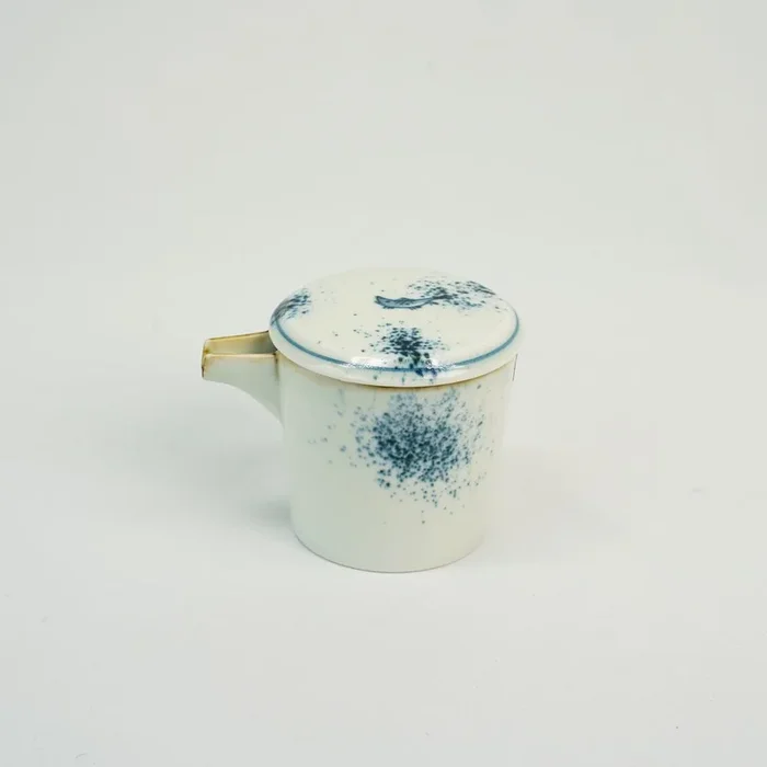Arita Ware Spouted Sake Vessel with a Lid “Sprayed Ink with Fish”