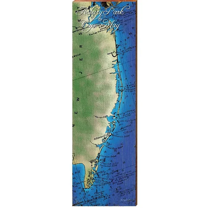Asbury Park to Cape May, New Jersey Wooden Sign | Wall Art Print on Real Wood