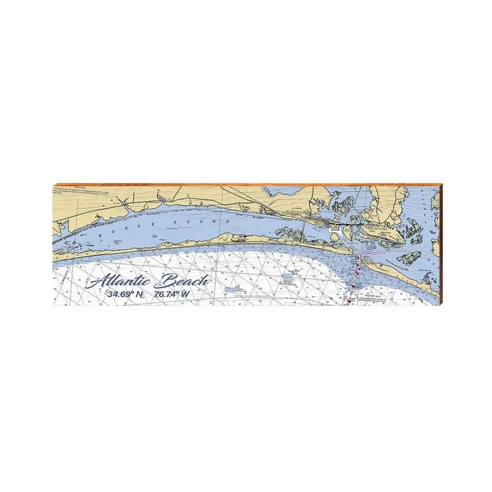 Atlantic Beach, NC NOAA Chart Map | Real Wood Art Print