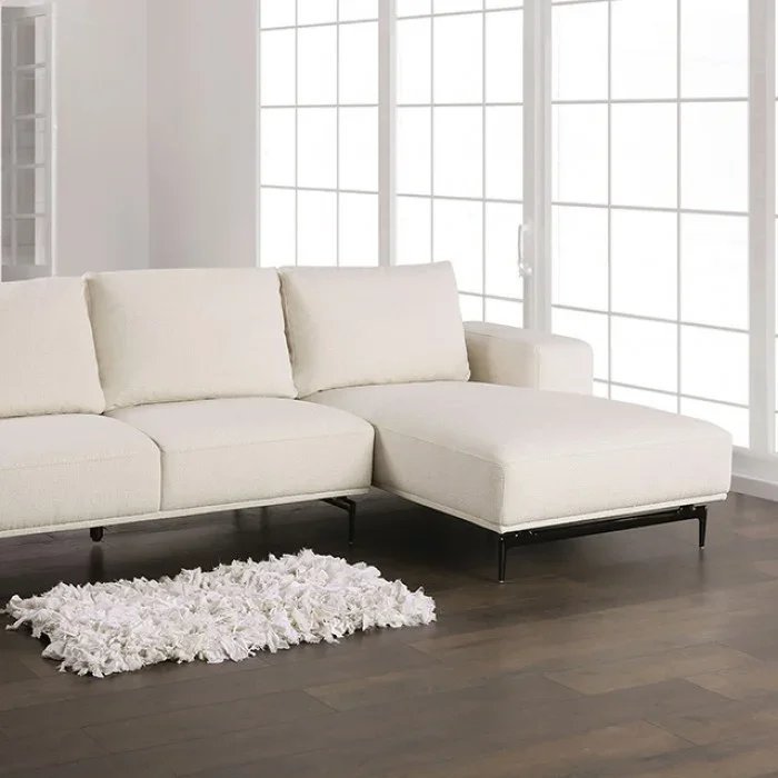 Baerum Contemporary Linen White Sectional Sofa FM63006WH-SECT-R by Furniture of America