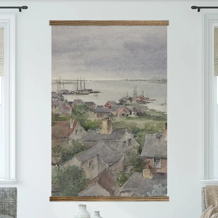 Bedroom Large Canvas Wall Art – Nantucket Watercolor