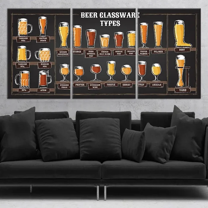 Beer Glassware Types Wall Art Canvas Print