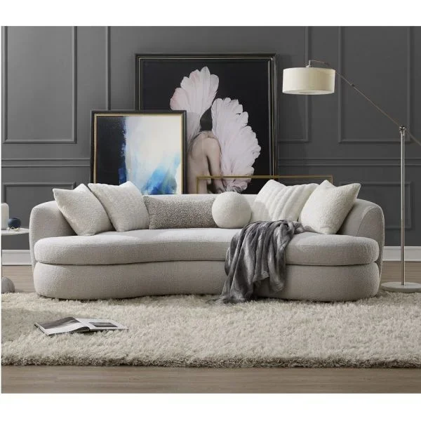 Beige Boucle Iniko Sofa W/6 Pillows LV02542 By ACME
