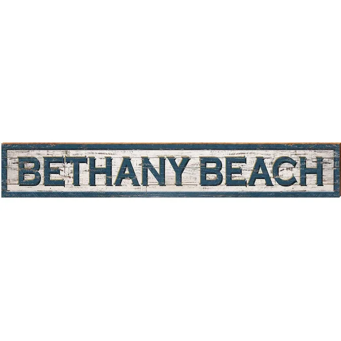 Bethany Beach Shabby Sign | Wall Art Print on Real Wood