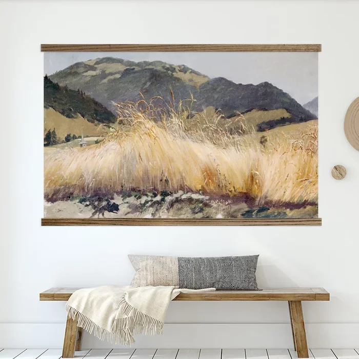 Big Paintings for Living Room – Rye Field – Framed Nature Decor – Ranch House Canvas Art