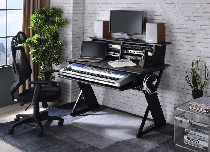 Black Annette Rectangular Top Music Desk by ACME