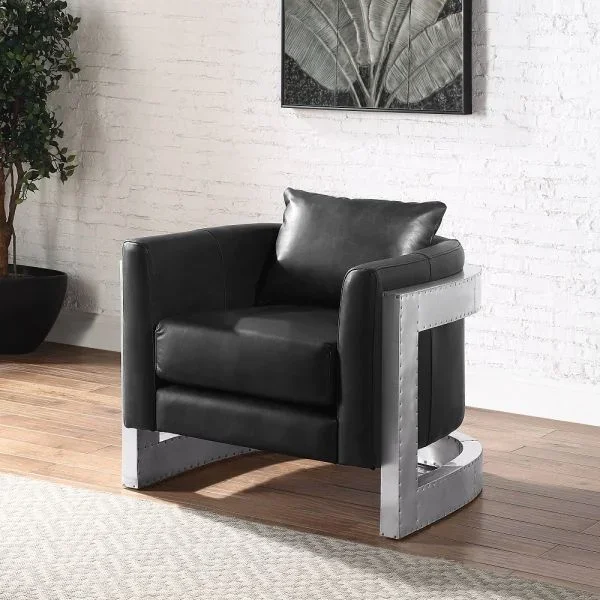 Black Leather Betla Accent Chair AC01986 By ACME