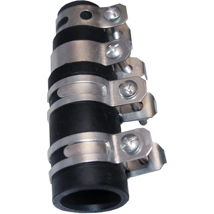 Black Rubber Dishwasher and Disposal Drain Hose Connector with Clamps, Carded