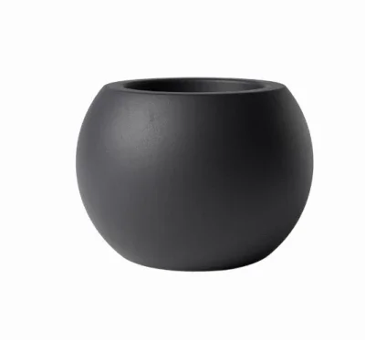 Black Sphere Planter, Fiberglass Reinforced Cement, 6 Inch High