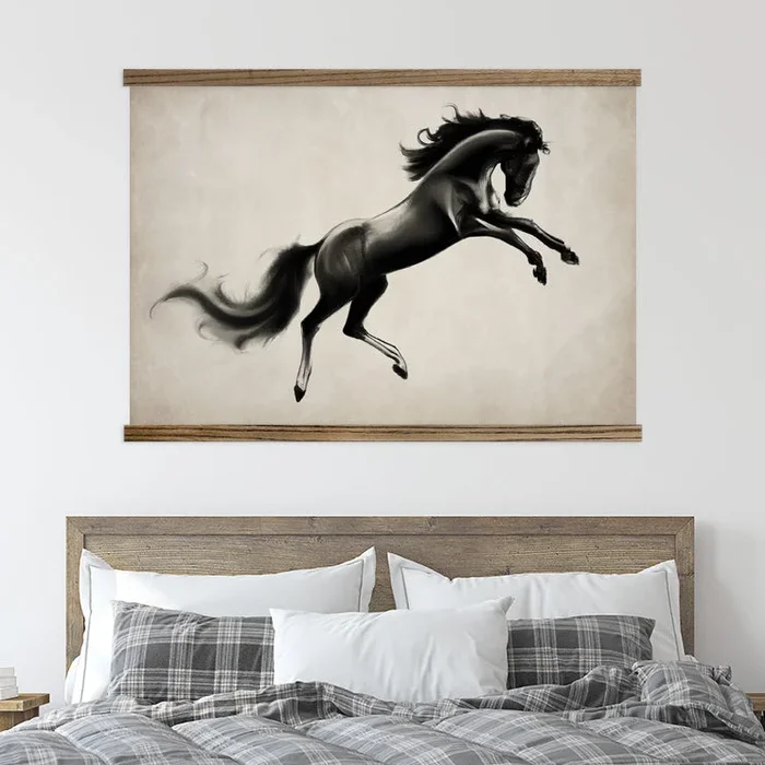 Black Stallion Big Wall Decor – Horse Painting Print