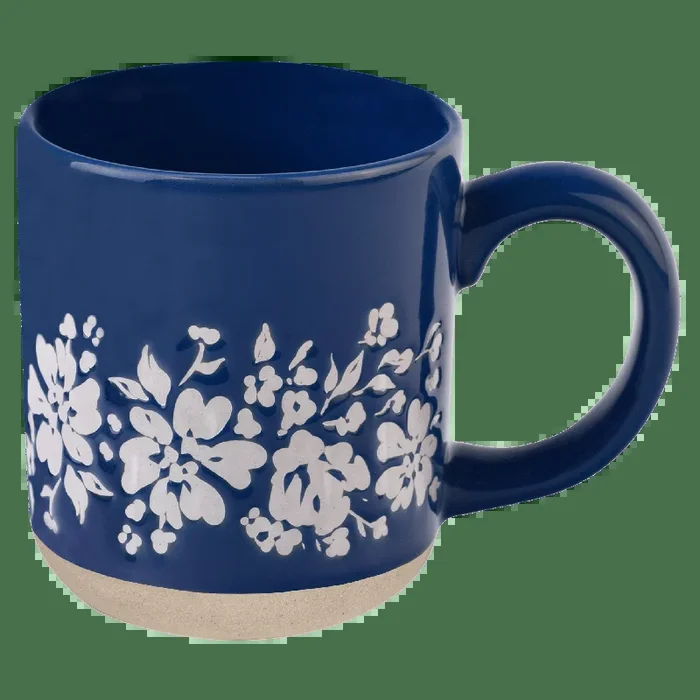Blue Floral 14oz. Stoneware Coffee Mug