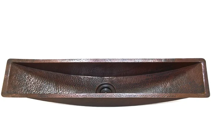 BORDEAUX in Cafe Viejo – BP006CV – Trough Rectangular Undermount Bar Copper Sink with 1″ Flat Rim – 45 x 10 x 6.5″ – Gauge 16