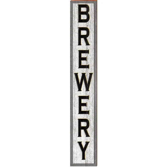 Brewery White Sign | Wall Art Print on Real Wood