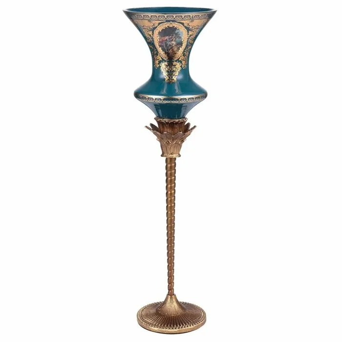 Bronze & Deep Aegean Blue-Gold Candleholder HD-4018 By Homey Design