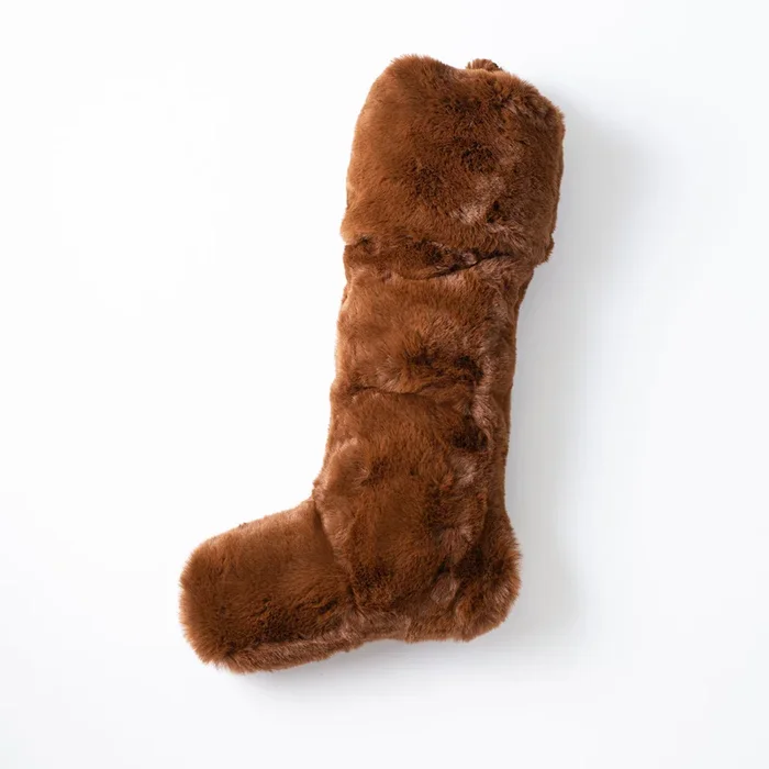 Brown Lux Faux Fur Large Holiday Christmas Stocking
