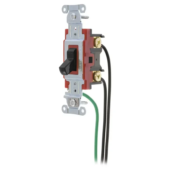 Bryant Hubbell Wiring Device-Kellems Switch Cat#1222BK With 8 Inch Leads (1222PWBK)