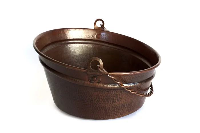 BUCKET # 2 in Cafe Viejo – VS028CV – Round Vessel Bathroom Copper Sink – 16 x 8″ – Gauge 16