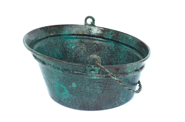 BUCKET # 2 in Oxidized Copper – VS028OC – Round Vessel Bathroom Copper Sink – 16 x 8″ – Gauge 16
