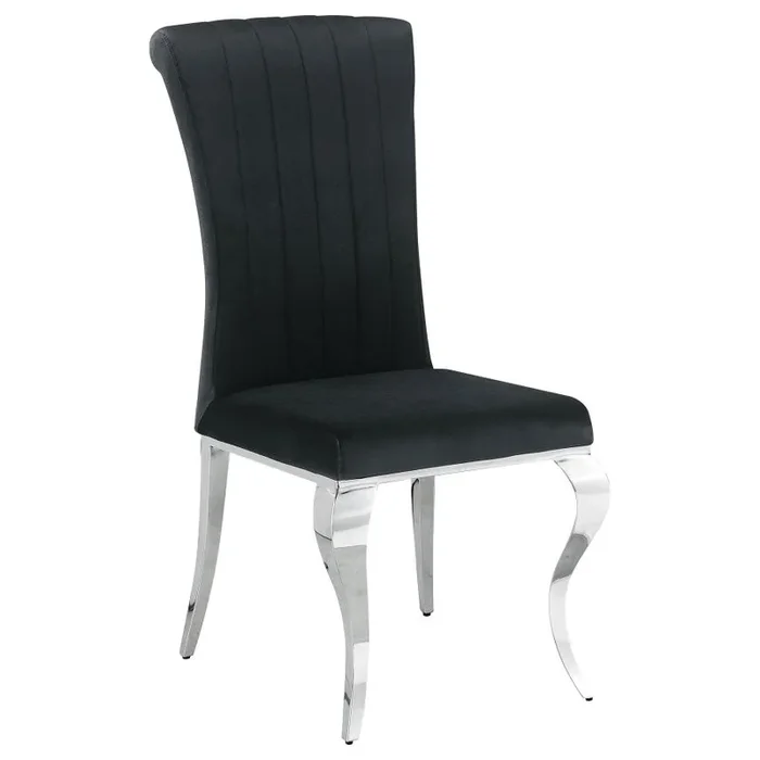 Carone Upholstered Side Chairs Black and Chrome (Set of 4) by Coaster Furniture