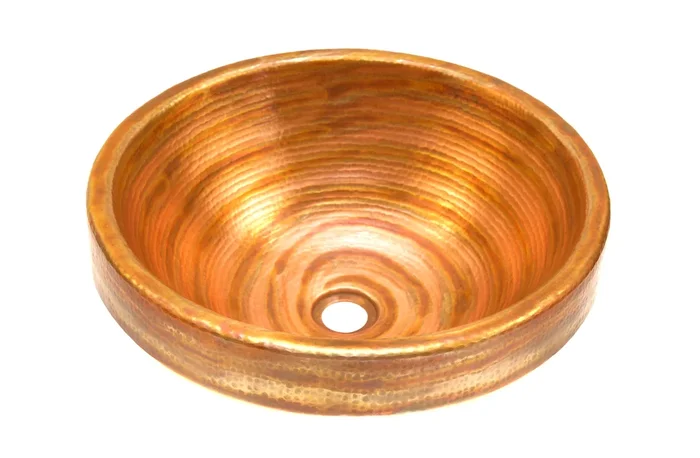 CARTIER-BRESSON in Fuego – VS014FU – Round Raised Profile Bathroom Copper Sink with 2″ Apron – 17 x 6″ – Gauge 16