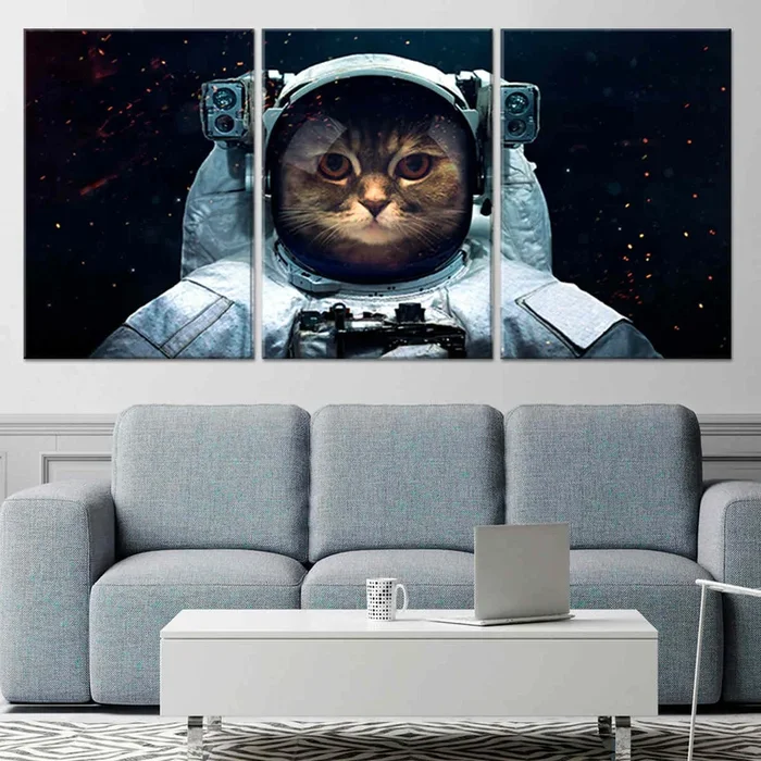 Cat Astronaut Wall Art Canvas Print