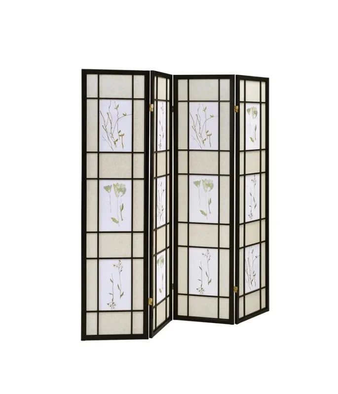 Catabella 4-panel Floral Print Folding Screen Multi-color 4407 by Coaster Furniture