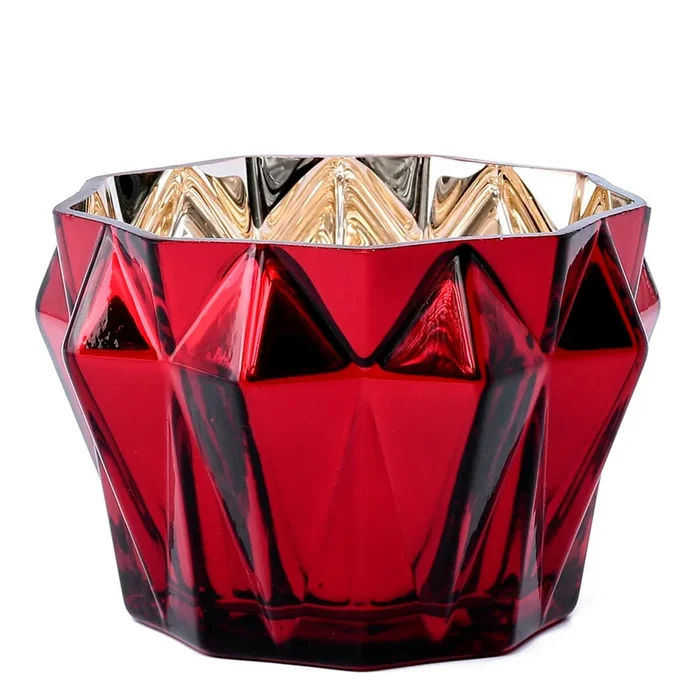 Christmas Red & Gold Geometric Gem Stone Ruby Flower Bowl Vase Planter Pot