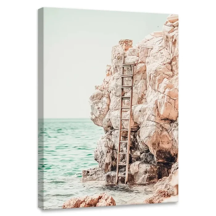 Cliffside Ladder Escape Canvas Wall Art