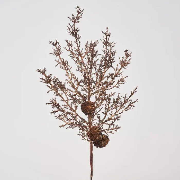 Copper Cedar & Bronze Metallic Pinecone Branch Spray – 32″