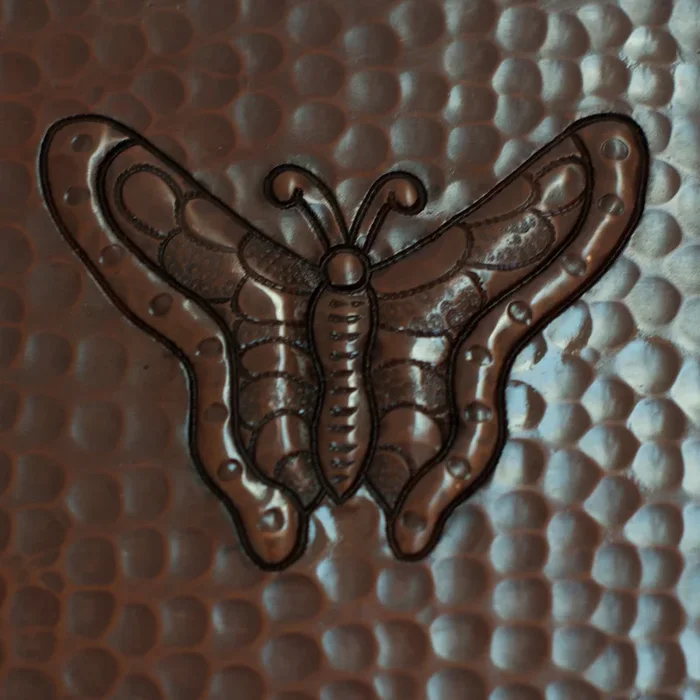Copper Tile – 4 x 4 x 0.25″ – TI010CV in Cafe Viejo finish (Butterfly) – 10 tiles