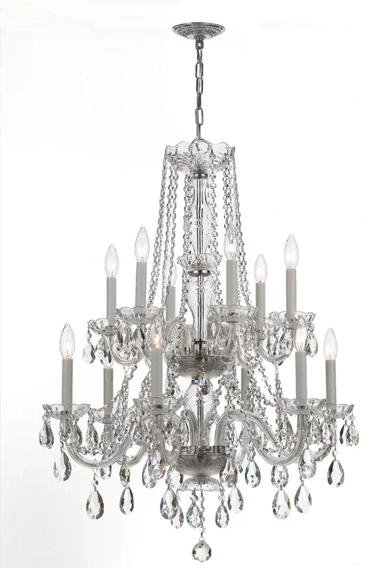 Crystorama – 1137-CH-CL-S – 12 Light Chandelier – Traditional Crystal – Polished Chrome – 1137CHCLS