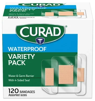 CURAD Waterproof Bandages Variety Pack, 3 Sizes, 120/box, 24 boxes/case