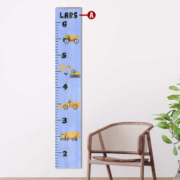 Customizable Family Growth Chart | Trucks Sign | Wall Art Print on Real Wood