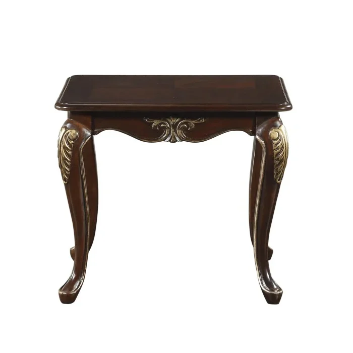Dark cherry finish with gold tipping Croydon Collection End table By homelegance