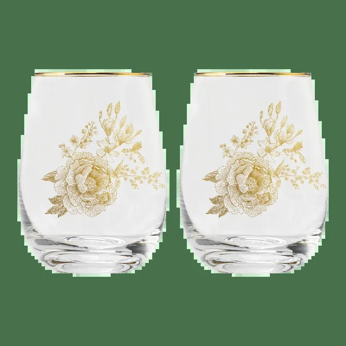 Delft Stemless Wine Glass – Boxed Set of 2