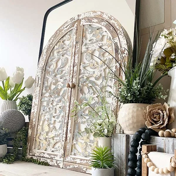 Distressed Ornate Arched Doors – Decor Steals