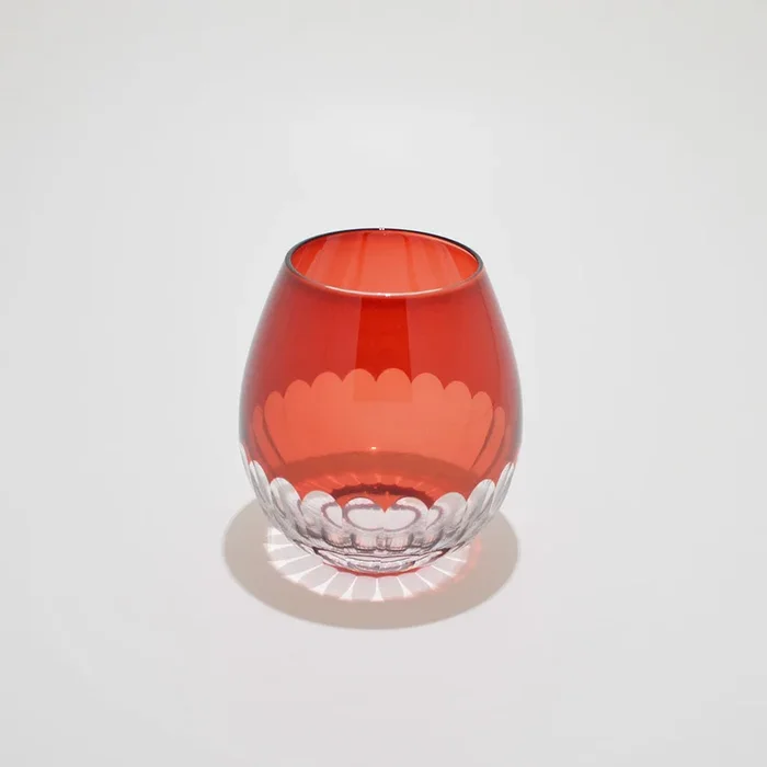 Edo Kiriko Glass “Karai” Kamaboko Red